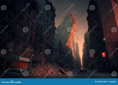 Earthquake in New York City NYC Disaster Illustration Generative Ai ...