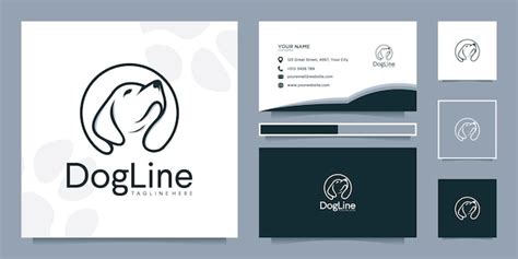 Dog design with line art and business card | Premium Vector