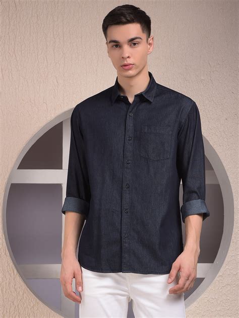 Buy Men's Solid Black Slim Fit Shirt Online | Numero Uno