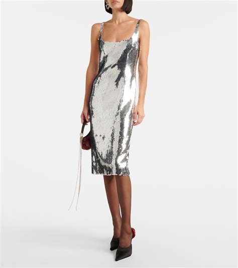 Sequined midi dress in silver - Magda Butrym | Mytheresa