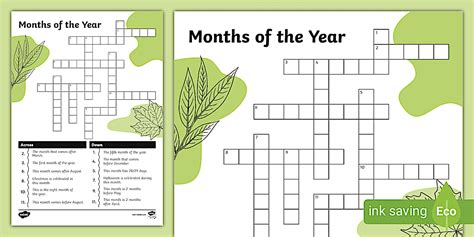 Months of the Year Crossword (teacher made) - Twinkl