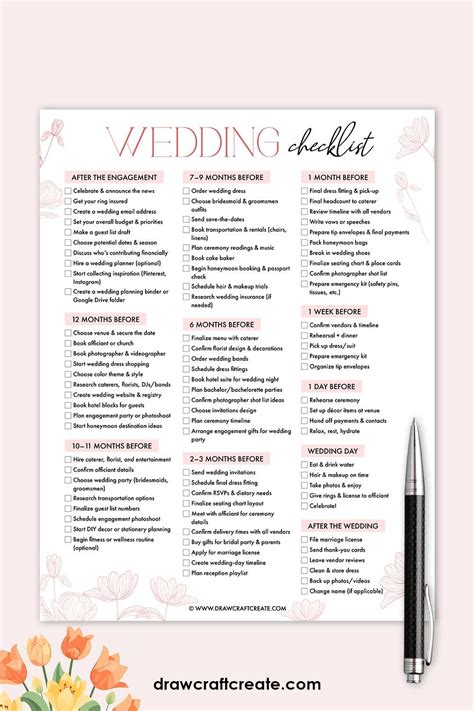 Image result for Downloadable Printable Wedding Checklist