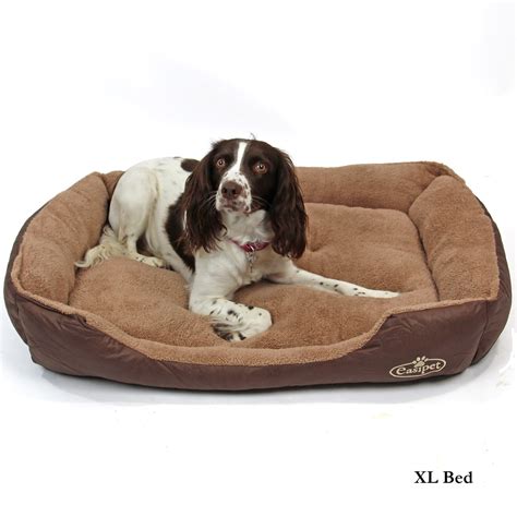 Easipet Dog Pet Bed Small-XXLarge Faux Leather Fleece in Brown