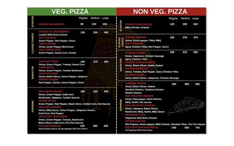 Menu at Pizza bite, Sirhind