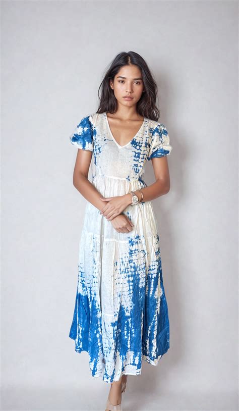 Shibori Blue Long Layered Dress – Eco Threads Clothing