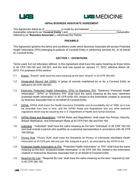 40 FREE Business Associate Agreements (BAA Forms)