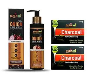 Buy SUBAXO Charcoal Bath Soap(100 g Each, Pack Of 2) And Red Onion ...