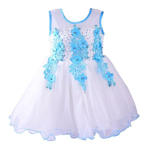 Wish Karo Baby Girls White and Blue Color Net Frock Dress - (bx53blu3-4 ...