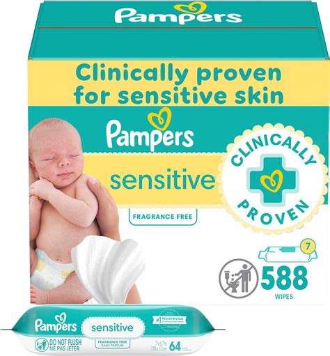 Amazon.com: Pampers Baby Wipes Sensitive, Water Based Wipes ...