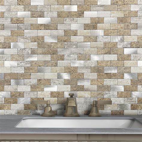 M MOFIT Self Adhesive Wall Tiles Kitchen Brick Mosaic Stick on Tiles ...