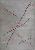 Abstract Floral Drawing Vinson Inari Grey/Orange Rug Carpet