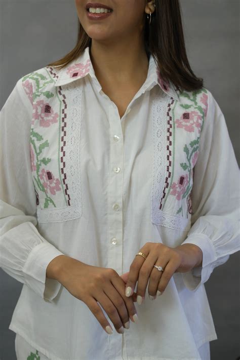 White Floral Embroidered Co-ord Set | Soft Cotton – Jyoties Collection