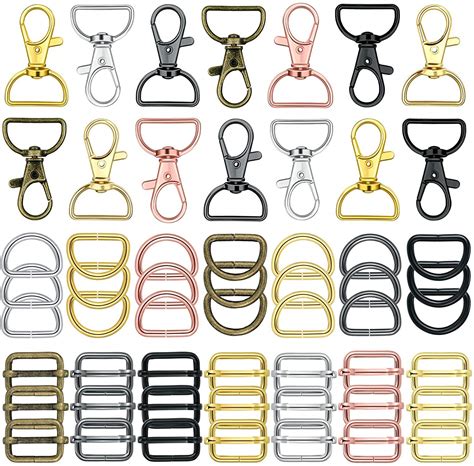 DIY Crafts Keychain Hooks with D Rings Set Purse Hardware Lanyard Snap ...