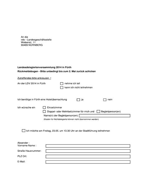 Fillable Online vds-bayern Anschreiben Del R ck Form Fax Email Print ...