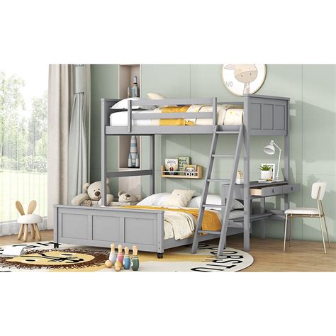 Harriet Bee White Bunk Bed With Desk - Functional And Attractive For ...