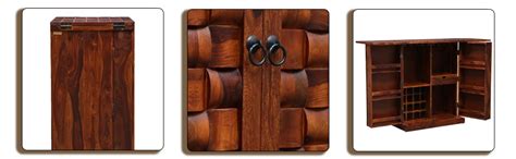 WeeHom Furniture Sheesham Wood Bar Cabinet with Door Storage for Home ...