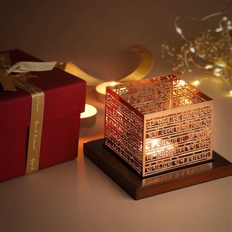 Gayatri Mantra Tea Light Holder: Teak | Anand Prakash