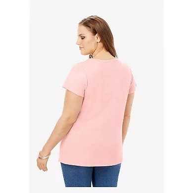 Roaman's Women's Plus Size Cotton Ultimate Flutter Sleeve Sweetheart Tee