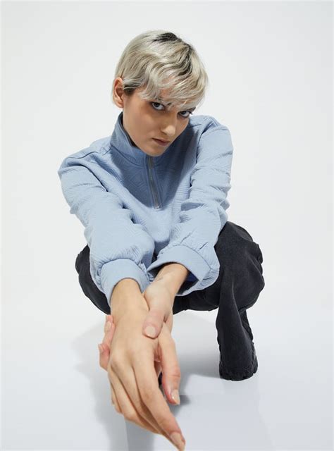 Buy ALAYA F x URB_N Women Textured High Neck Sweatshirt Online at just ...