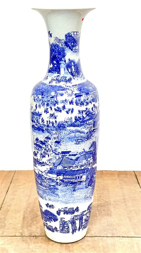 Lot - 4ft Asian Inspired Ceramic Floor Vase