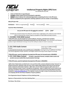 Fillable Online Intellectual Property Rights IPR Form - New Fax Email ...