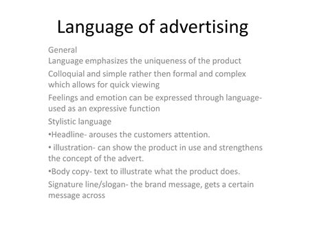 Language Of Advertisement