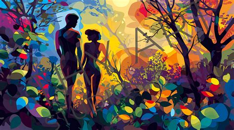 Adam and Eve, Abstract, Adam and Eve Art, Adam and Eve Painting, Adam ...