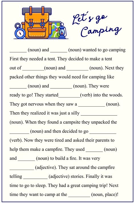 Printable Camping Mad Libs - Printable JD