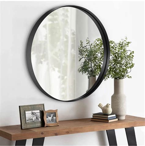 LOAAO Black Round Mirror for Wall, 30 Inch Round Bathroom Mirror, Black ...