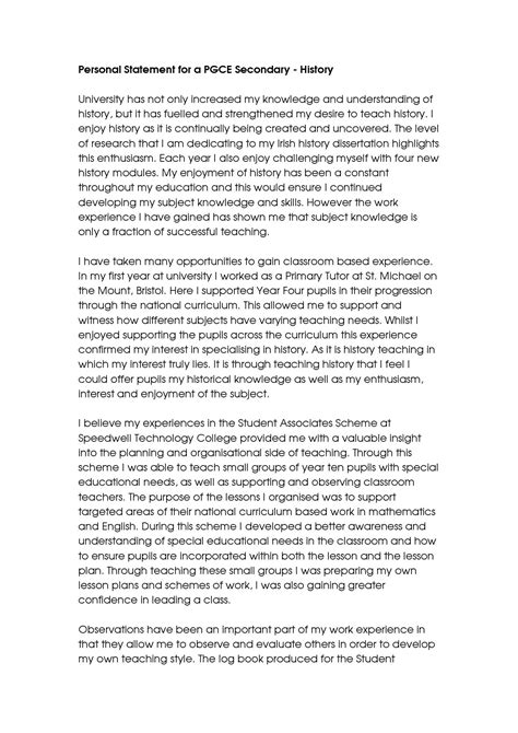 Image result for Personal Statement Format Example