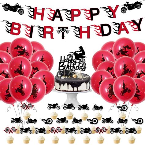 Buy Motorcycle Birthday Party Decorations - 76Pcs Motocross Racing ...