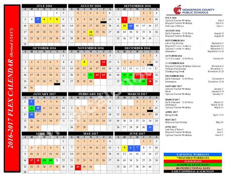 2016 - 2017 District Calendar | Henderson County Schools ...