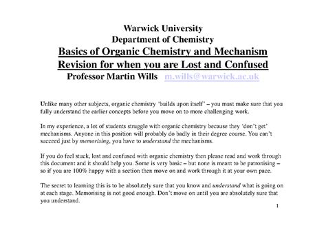 Basic organic chemistry and mechanisms revision from m wills for when ...