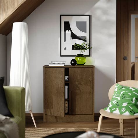 TONSTAD cabinet with doors, brown stained oak veneer, 82x47x90 cm (321 ...