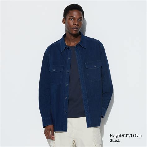 Uniqlo Outerwear Sale India - Uniqlo Denim Jersey Overshirt Men Blue