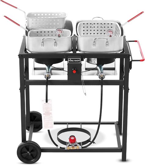 Outdoor Double Burner Propane Deep Fryer Set – Includes 2 x 18QT ...