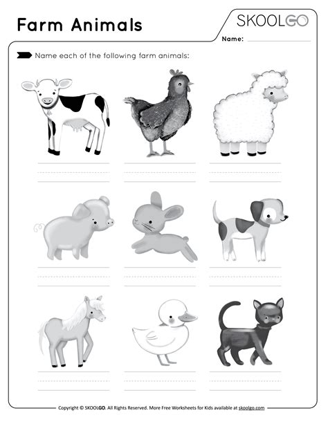 Farm Animals - Free Worksheet - SKOOLGO