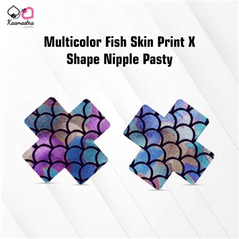 Kaamastra Multicolor Fish Skin Print Plus Sign Shape Nipple Pasty