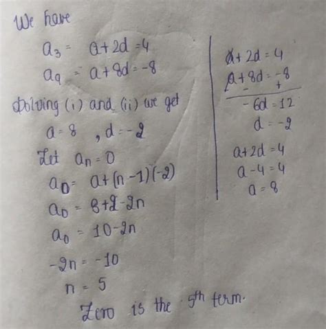 In an ap 3rd term is 8 and 9th term is two more than 3times 3rd term ...