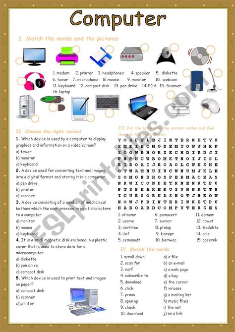 ESL Worksheet Computer 的图像结果