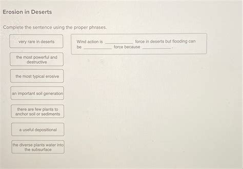 Solved Erosion in DesertsComplete the sentence using the | Chegg.com