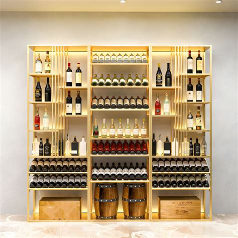 Modern Simple Floor Wine Rack Golden Wine Bottle Rack for Kitchen Wine ...