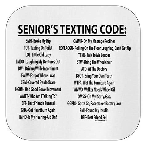Amazon.com: Senior Citizen Texting Code T-Shirt Small White: Clothing | 50th class reunion ideas ...