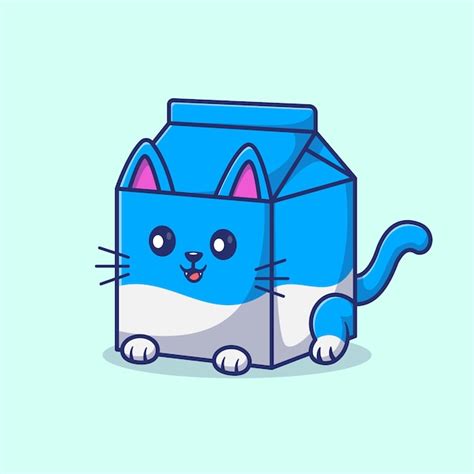 Niedliche Katzen-Milchbox-Cartoon-Vektor-Symbol-Illustration ...