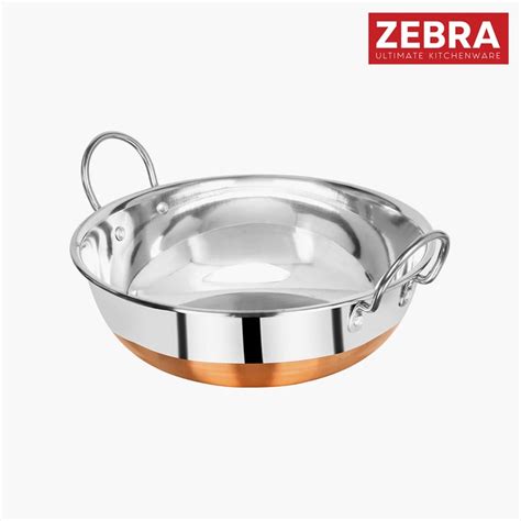 Buy ZEBRA Stainless Steel Copper Bottom Kadai - 1.6 L from Zebra at ...