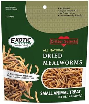 Dried Mealworms Treat (1.41Oz.) - 100% Natural, Non-Gmo, High Protein ...