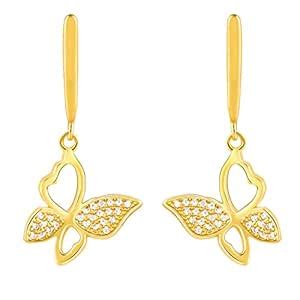 GIVA 925 Silver Golden Butterfly Bloom Earrings | Drops to Gift Women ...