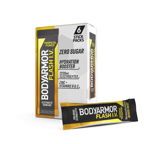 BODYARMOR Flash IV Electrolyte Packets, Tropical Punch - Zero Sugar ...