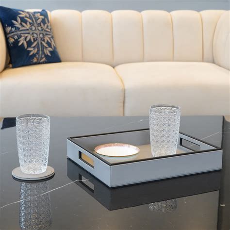 Grey Faux Leather Serving Tray, Medium | RCasa – RCasa SLS Retail ...