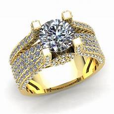 Engagement Rings With Gold by Real 3carat Cut Accent Solitaire Engagement Rings With Gold